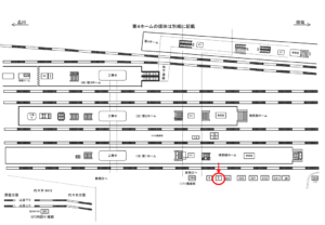 JR／新宿駅／1番線前／№5駅看板・駅広告、位置図