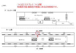 つくばエクスプレス／つくば駅／1番線前／№3駅看板・駅広告、位置図