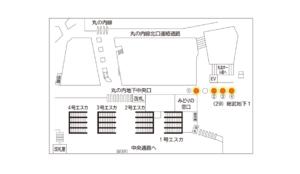 JR／東京駅／東京丸の内地下北口アドピラー駅臨時広告・駅広告、位置図