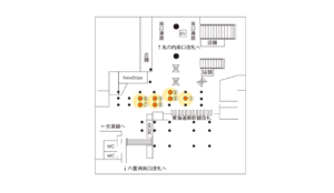 JR／東京駅／東京八重洲南口コンコース アドピラー駅臨時広告・駅広告、位置図