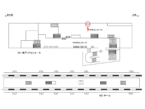 りんかい線　品川シーサイド駅／地下1Fコンコース／№5駅看板・駅広告、位置図