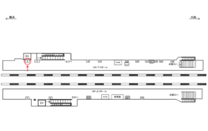 JR／関内駅／下りホーム／№2駅看板・駅広告、位置図