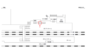 JR／武蔵増戸駅／下りホーム／№3駅看板・駅広告、位置図