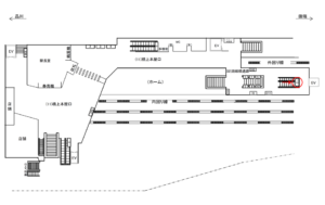 JR／原宿駅／跨線橋通路／№12駅看板・駅広告、位置図