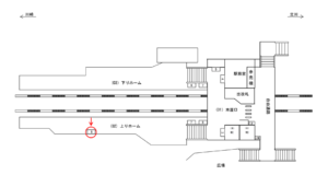 JR／谷保駅／上りホーム／№5駅看板・駅広告、位置図