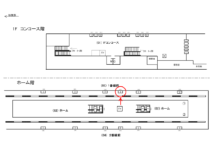 つくばエクスプレス/つくば駅/1番線前/№4駅看板・駅広告、位置図