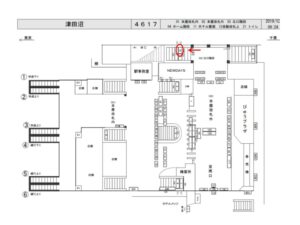 JR／津田沼駅／北口階段／№10駅看板・駅広告、位置図