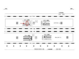 JR／海浜幕張駅／ホーム階段／№1駅看板・駅広告、位置図