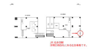 JR／北赤羽駅／浮間口／№3駅看板・駅広告、位置図