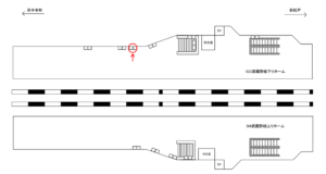 JR/吉川駅/武蔵野線下りホーム/№3駅看板・駅広告、位置図