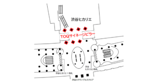 東急／渋谷駅／TOQサイネージピラー 東横線渋谷駅ヒカリエ改札前 S期 7日間№7駅デジタルサイネージ・駅広告、位置図