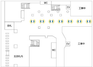 JR/新橋駅/J・ADビジョン 新橋駅ジャック14(解放枠15秒)№15駅デジタルサイネージ・駅広告、位置図