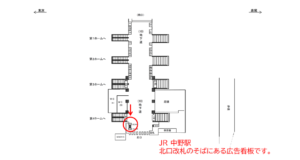 JR／中野駅／A口／№111駅看板・駅広告、位置図