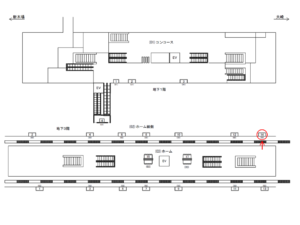 りんかい線／天王洲アイル駅／ホーム線側／№14駅看板・駅広告、位置図