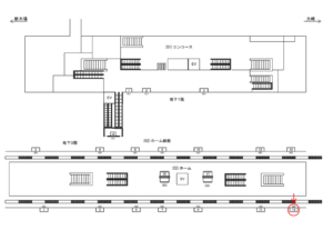 りんかい線／天王洲アイル駅／ホーム線側／№13駅看板・駅広告、位置図