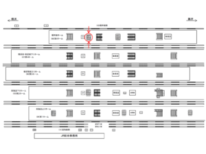 JR／大船駅／根岸線ホーム№B1&B2№2駅看板・駅広告、位置図