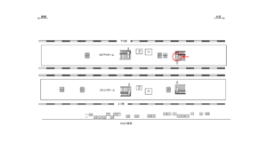 JR／武蔵浦和駅／ホーム階段／№1駅看板・駅広告、位置図