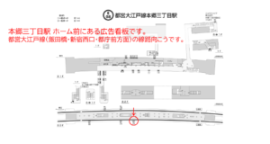 都営／本郷三丁目駅／大江戸線W5-H7№7駅看板・駅広告、位置図