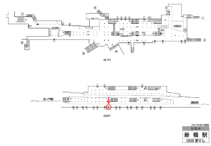 東京メトロ／新橋駅／銀座線／№15駅看板・駅広告、位置図