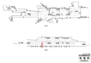 東京メトロ／新橋駅／銀座線／№13駅看板・駅広告、位置図