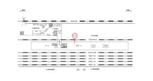 JR/新子安駅/南行線側/№1駅看板・駅広告、位置図