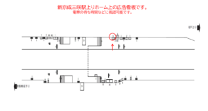 新京成　三咲駅／駅額面　／№5駅看板・駅広告、位置図