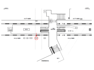JR／新横浜駅／上り線側／№4駅看板・駅広告、位置図