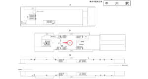 横浜市営／中川駅／／№9駅看板・駅広告、位置図