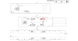 横浜市営／中川駅／／№4駅看板・駅広告、位置図
