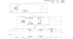 横浜市営／中川駅／／№14駅看板・駅広告、位置図