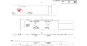 横浜市営／中川駅／／№2駅看板・駅広告、位置図