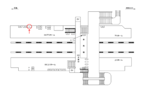 JR／秋川駅／下りホーム／№1駅看板・駅広告、位置図