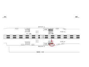 JR／稲毛海岸駅／上りホーム／№3駅看板・駅広告、位置図