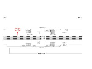 JR／稲毛海岸駅／下りホーム／№1駅看板・駅広告、位置図