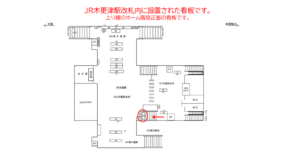 JR　木更津駅／ホーム階段／№13駅看板・駅広告、位置図
