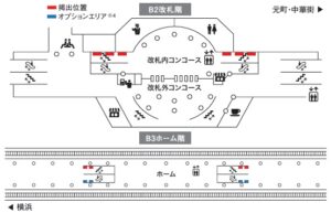 みなとみらい/馬車道駅/馬車道駅 臨時集中貼り駅臨時広告・駅広告、位置図
