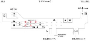 みなとみらい/日本大通り駅/日本大通り駅 柱巻広告 (7日間)№7駅臨時広告・駅広告、位置図