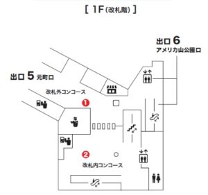 みなとみらい／元町・中華街駅／元町・中華街駅 改札階柱巻き広告（7日間）№7駅臨時広告・駅広告、位置図