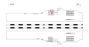 JR／吉川駅／武蔵野線下りホーム／№5駅看板・駅広告、位置図