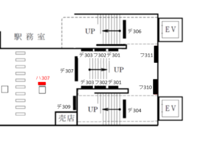 東急/都立大学駅/柱巻看板№307A№A駅看板・駅広告、位置図