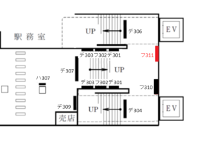 東急/都立大学駅/普通額面/№311駅看板・駅広告、位置図
