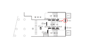 東急／都立大学駅／TY普通額面／№311駅看板・駅広告、位置図