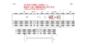 JR／新大久保駅／横断幕1（山手線ホーム）№1駅広告、位置図