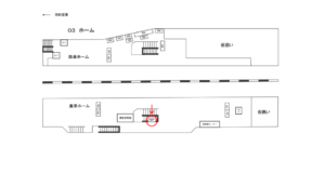 東京モノレール／モノレール浜松町駅／ホーム／№1駅看板、位置図
