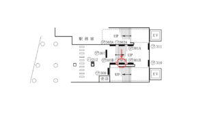 東急/都立大学駅/TY普通額面№302B№B駅看板・駅広告、位置図