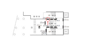 東急/都立大学駅/TY電気額面№303A№A駅看板・駅広告、位置図
