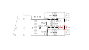 東急／都立大学駅／TY普通額面／№310駅看板・駅広告、位置図