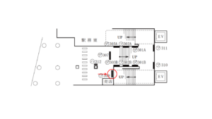 東急／都立大学駅／TY普通額面／№309駅看板・駅広告、位置図