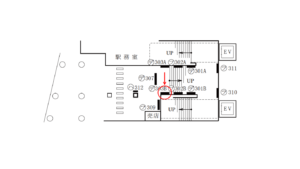 東急/都立大学駅/TY電気額面№303B№B駅看板・駅広告、位置図
