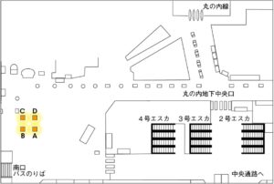JR／東京駅／東京丸の内地下南柱シート駅臨時広告・駅広告、位置図